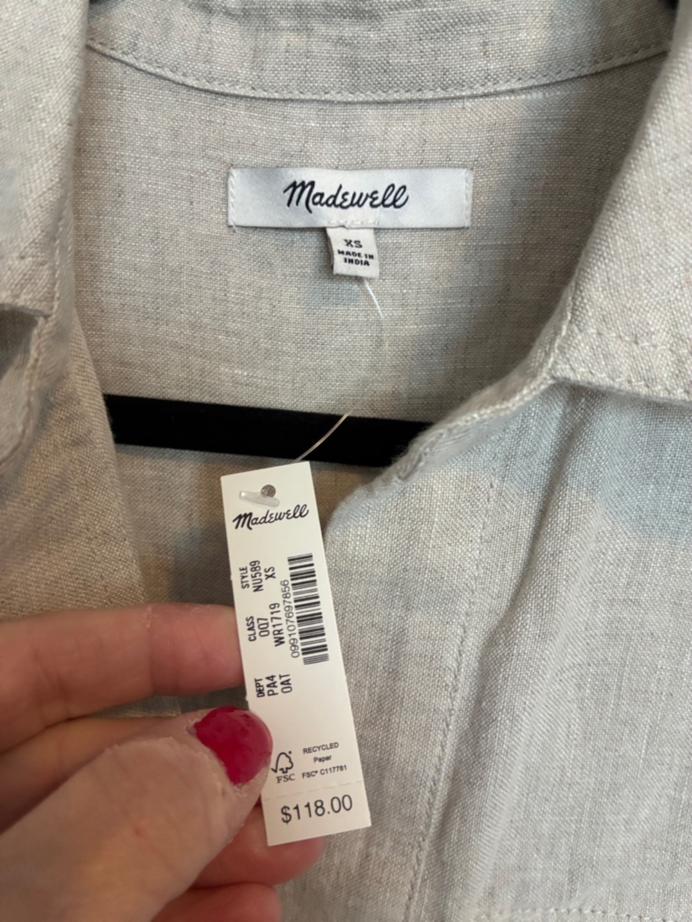NWT Madewell Utility Short-Sleeve Mini Shirtdress Sz XS - Picture 5 of 7